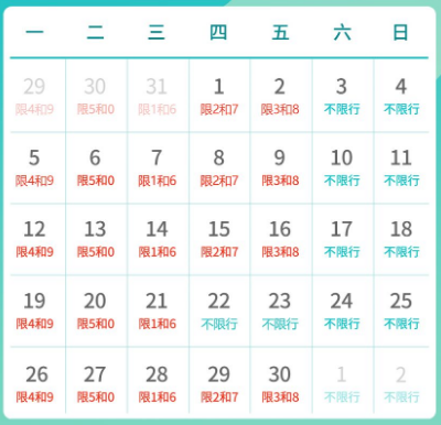 北京限号2023年6月最新限号时间表