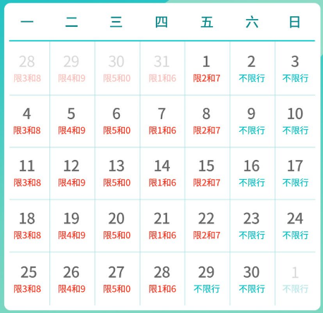 限号2023年9月最新限号时间表