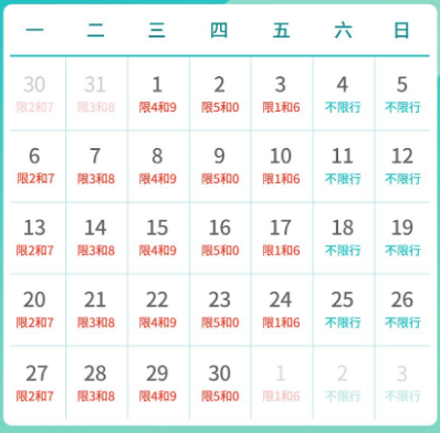 北京限行尾号时间表11份，北京限行号码查询